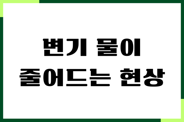 변기 물이 줄어드는 현상, 물 안내려감 해결방법