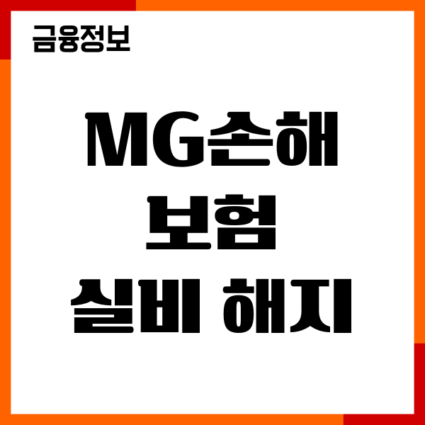 MG손해보험 실비 해지, 절차, 환급금 조회, 주의사항